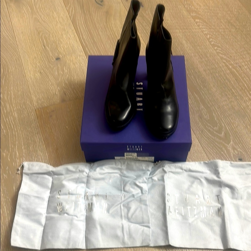 Stuart Weitzman Black Nappa Leather Singular Boots NWT Size 7M